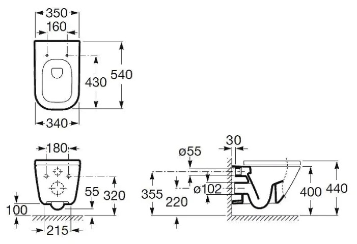 Унитаз с инсталляцией подвесной Roca The Gap 893104100 с горизонтальным выпуском
