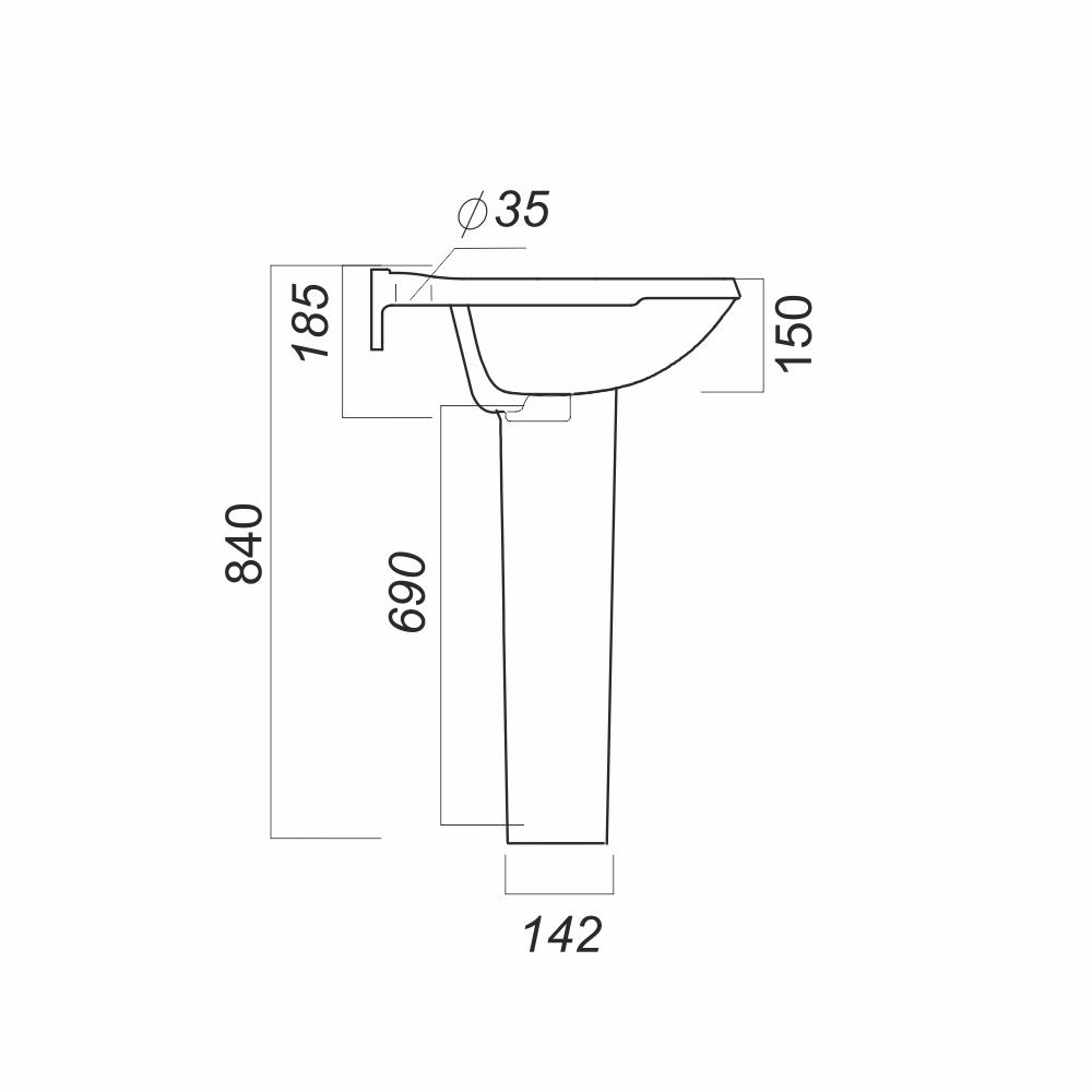 Раковина подвесная 50см Sanita Комфорт CMFSAWB01 белый