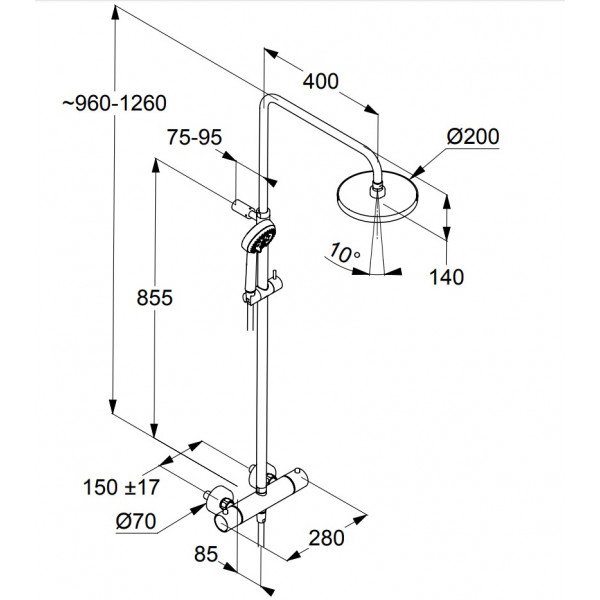 Душевая система Kludi Logo 6809205-00 Хром