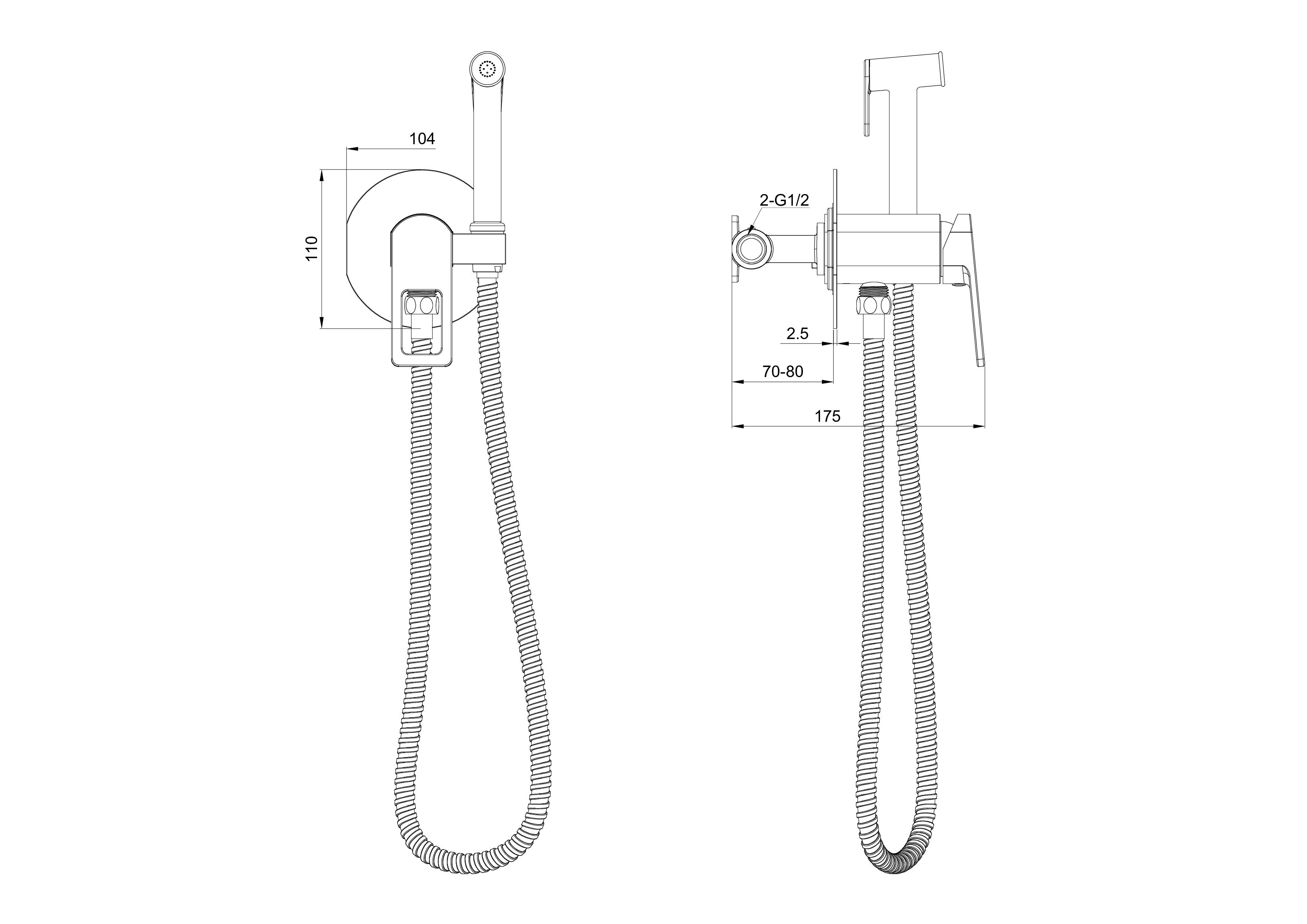 Смеситель с гигиеническим душем встраиваемый WONZON & WOGHAND FRAME, Хром (WW-88829010-CR)