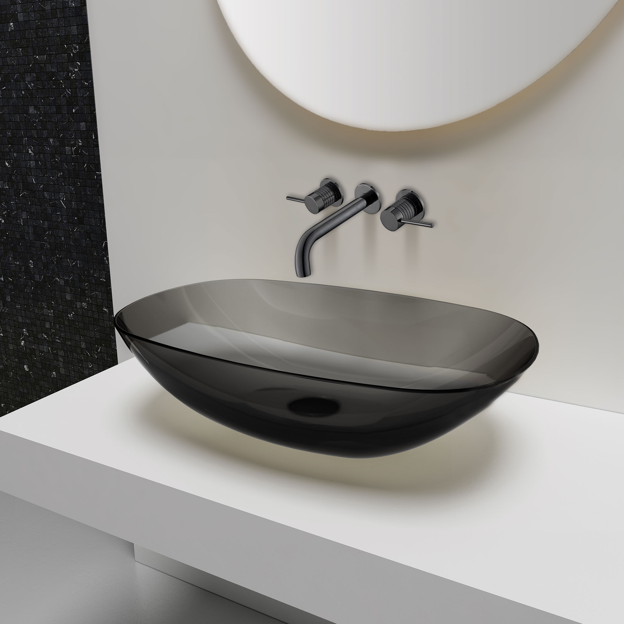 Смеситель для раковины на 3 отверстия Vincea Groove VBFW-4G1GM вороненая сталь