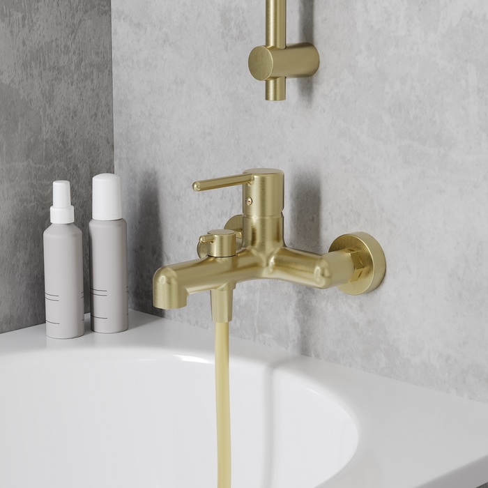 Смеситель для ванны, золотой матовый, Aiger, IDDIS AIGMG00i02WA