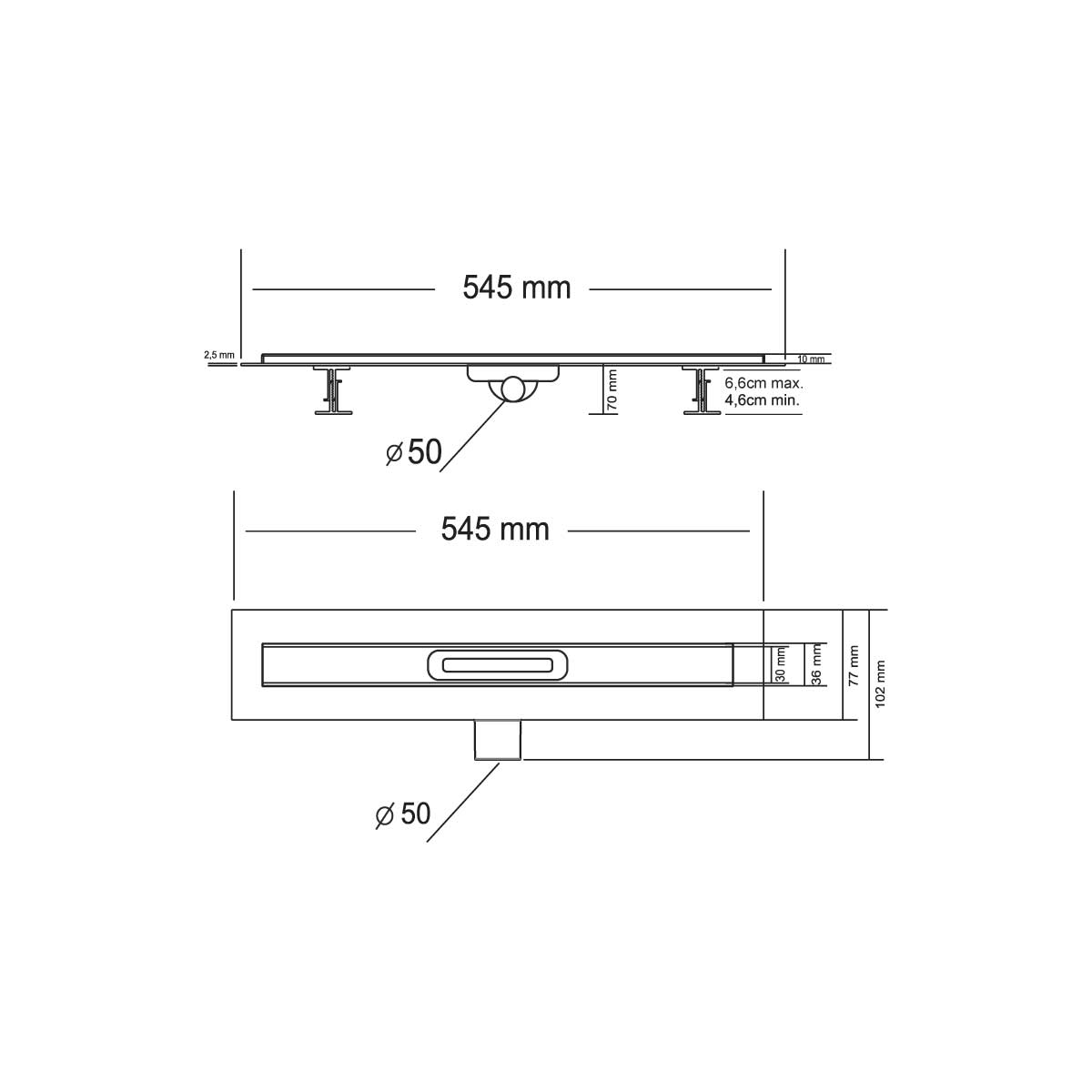 Душевой лоток Vincea SAY CARMINE 510.50.P.DUZ, 50 см, хром