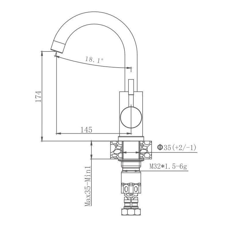 Смеситель для кухни Haiba HB72304-3, сталь