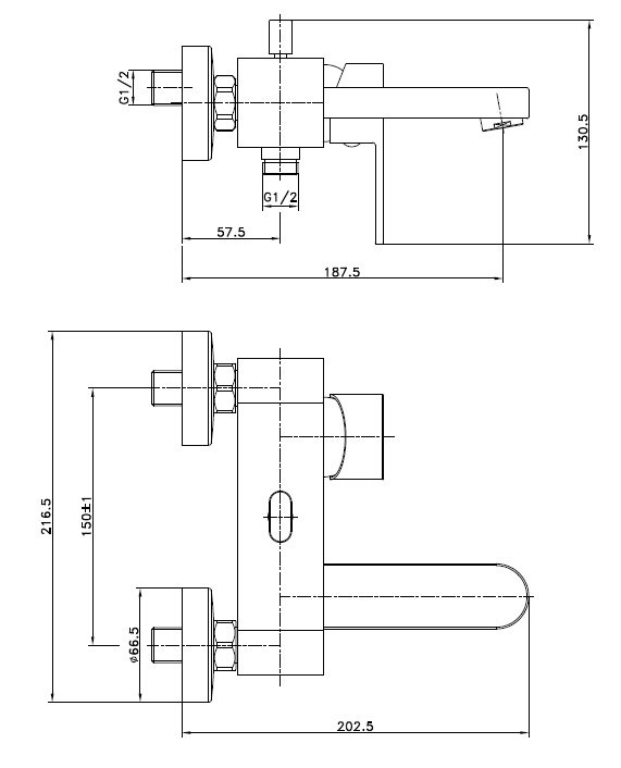 Смеситель для ванны с душем Cersanit ELIO 63045 хром