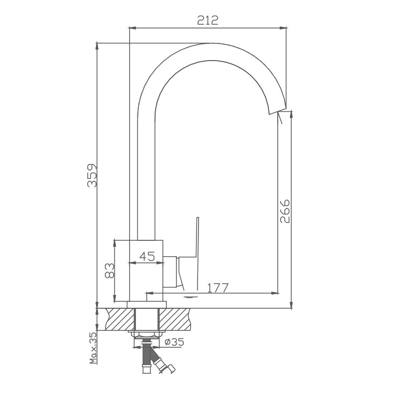 Смеситель для кухни Haiba HB70802, сталь