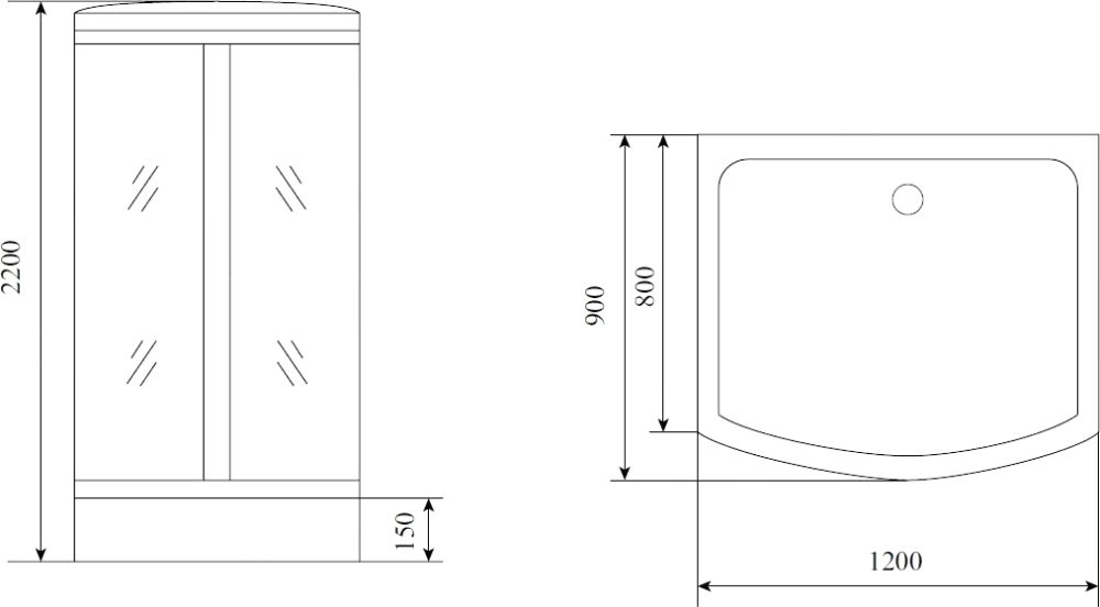 Душевая кабина Timo Standart T-1115 120x90x225 профиль хром матовый, стекло прозрачное