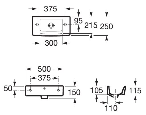 Раковина подвесная 50см Roca Hall 325883000 белый