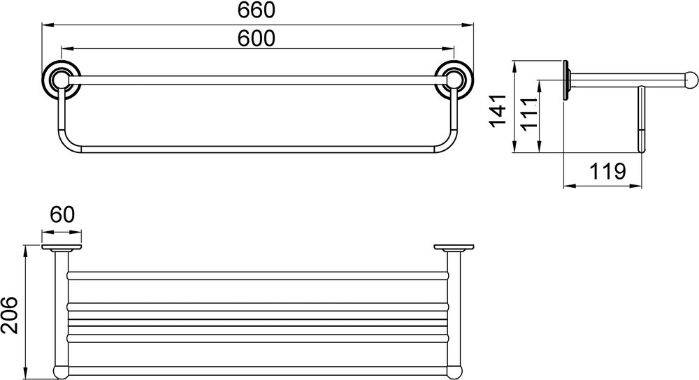 Полка для полотенец Timo Nelson 150058/00 Хром