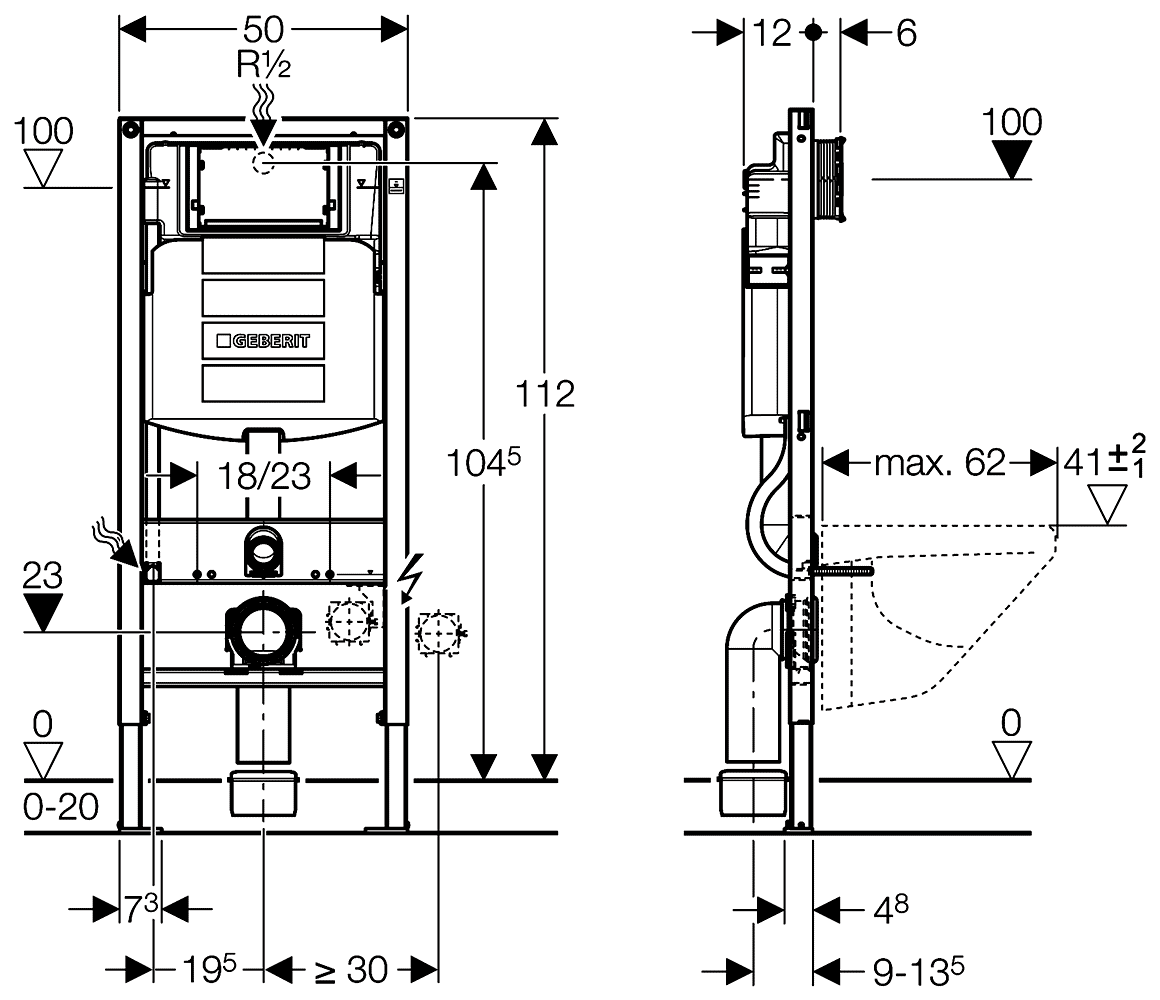 Инсталляция для подвесных унитазов Geberit Duofix UP320 111.300.00.5