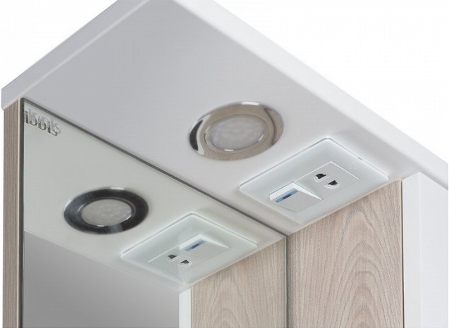 Зеркальный шкаф Iddis Sena 50 с подсветкой Белый Светлое дерево