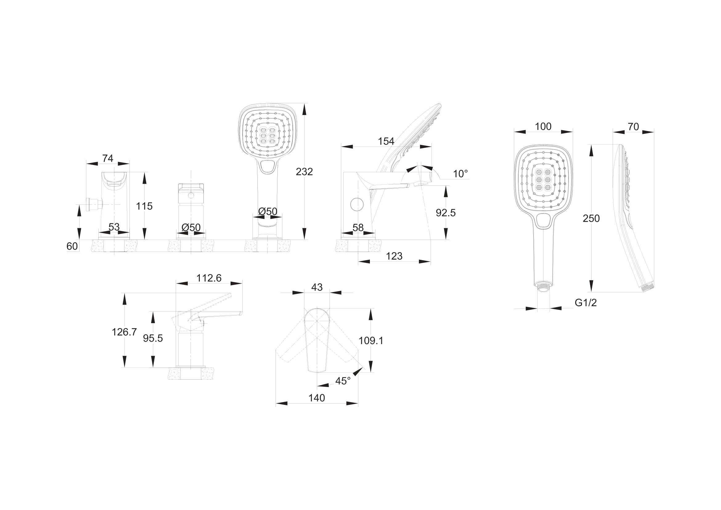 Смеситель на борт ванны Cersanit MODUO 64100 хром