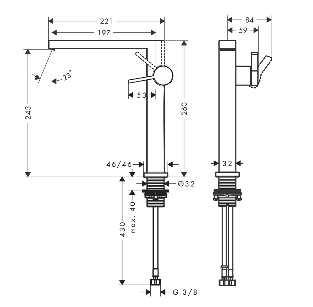 Смеситель для раковины Hansgrohe Tecturis E 73070140 бронза шлифованная