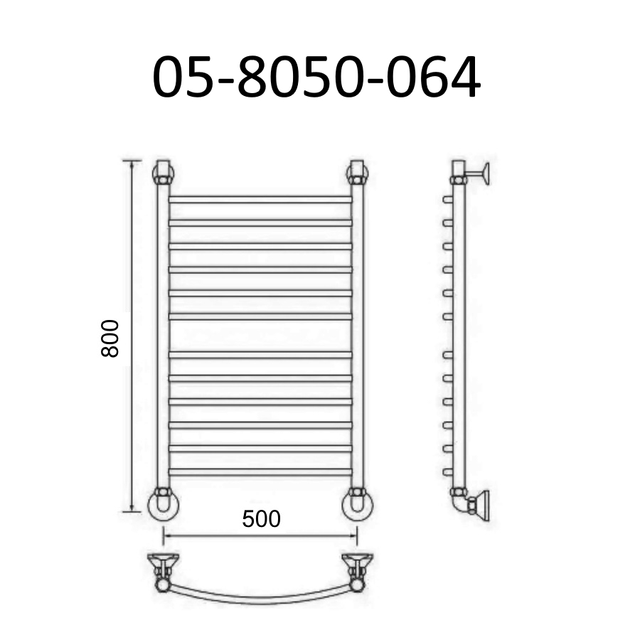 Полотенцесушитель водяной Маргроид Вид 5 премиум 80х50 хром