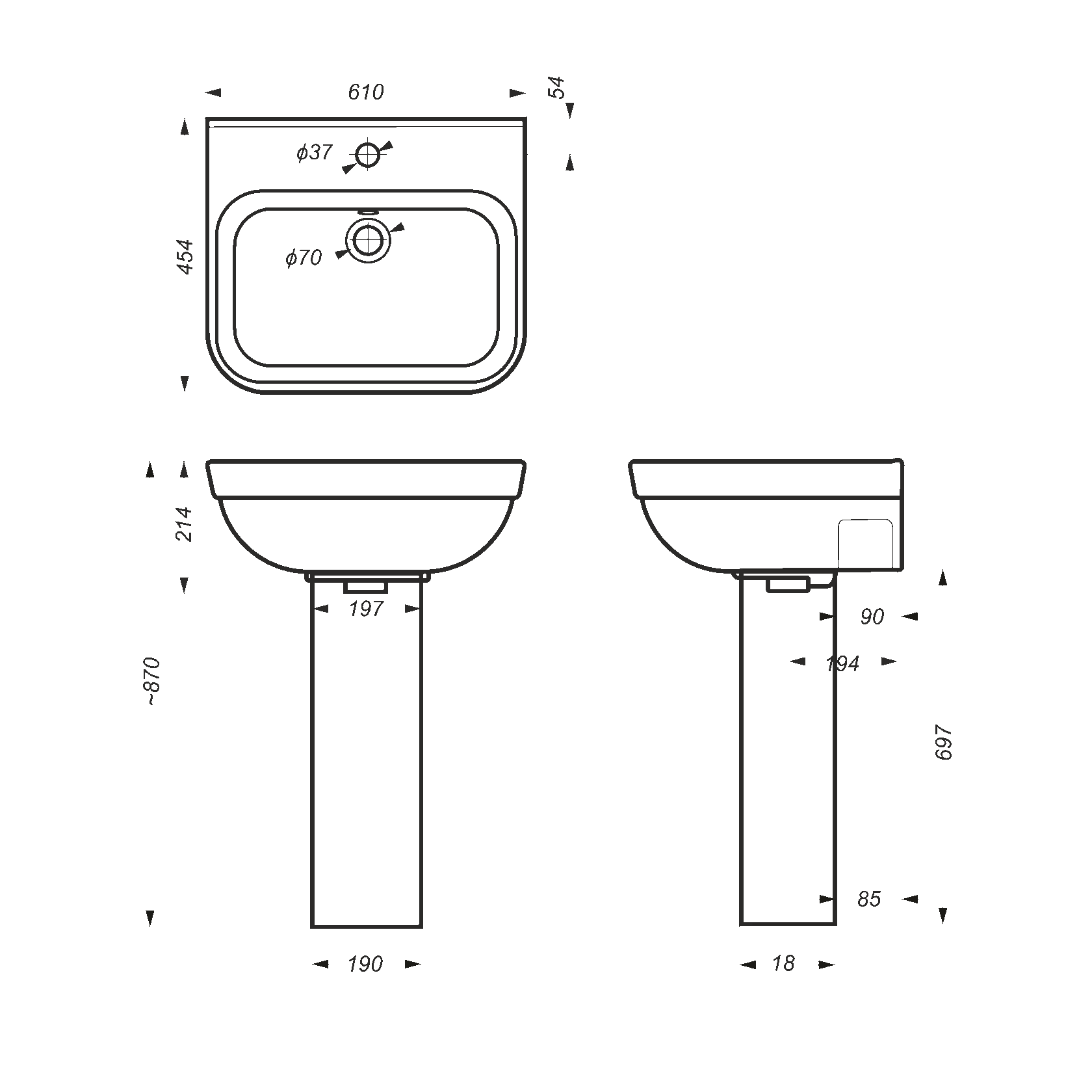 Раковина подвесная 61см Sanita Luxe Next NXTSLWB01 белая