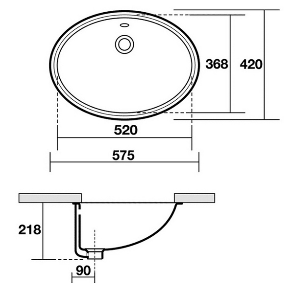 Раковина встраиваемая снизу 55см Kerasan Lavabi arredo 773301 белый
