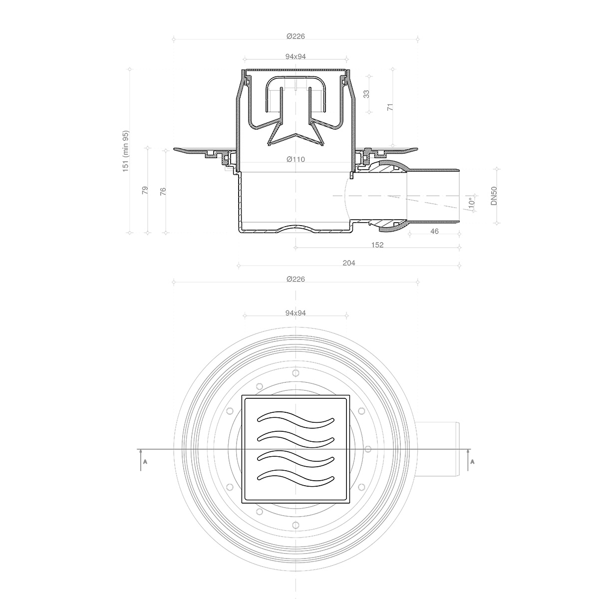 Душевой трап Pestan Confluo Standard 13000067 с решеткой