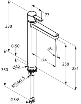 Смеситель для раковины Kludi Zenta  382570575 хром
