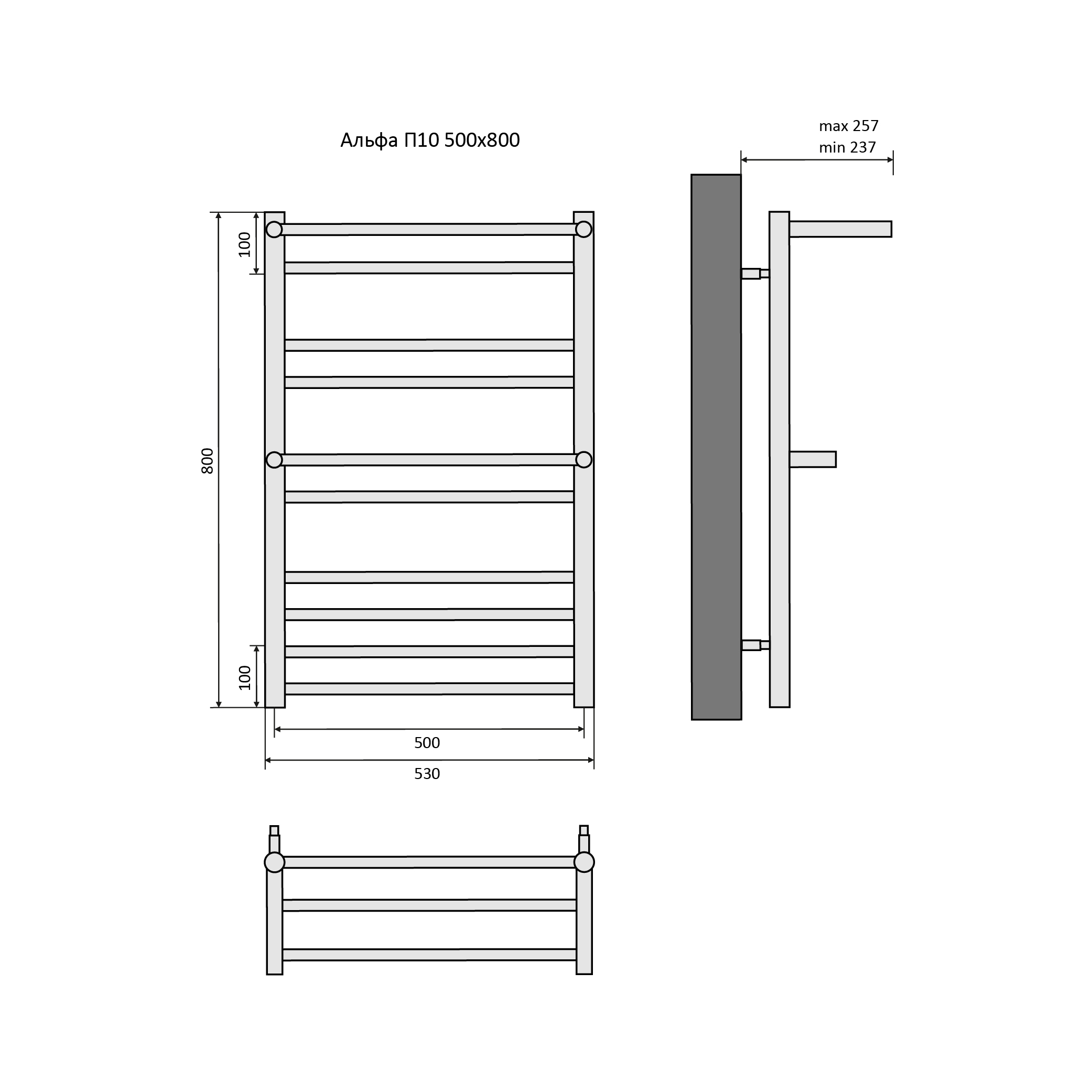 Полотенцесушитель водяной Aquatek Альфа AQ RRP1080CH 80х50 с полкой, хром