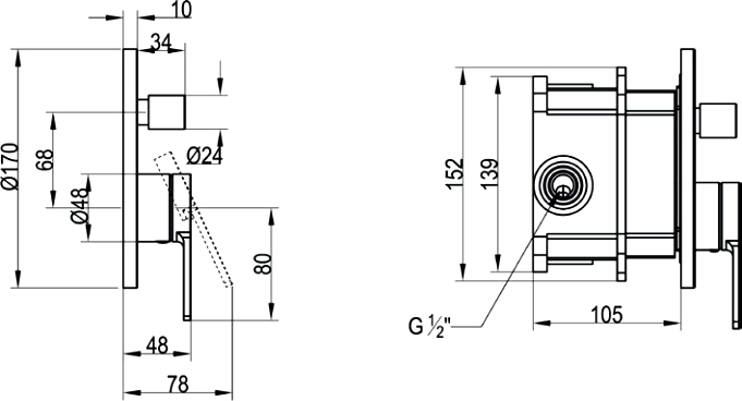 Смеситель для ванны с душем Villeroy & Boch Architectura TVS10335300061 хром