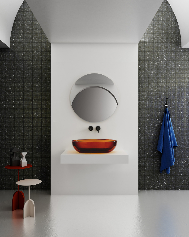 Раковина накладная 60см ABBER Kristall AT2805Opal коричневый