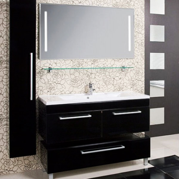 Тумба под раковину Акватон Мадрид 120 М 2 ящика 1A170301MA010 белая глянцевая