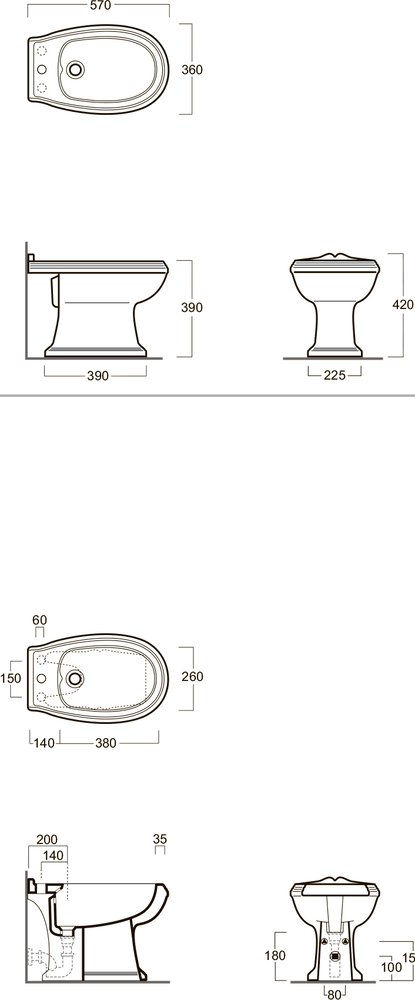 Биде напольное Simas Arcade AR 833 с 1 отв.