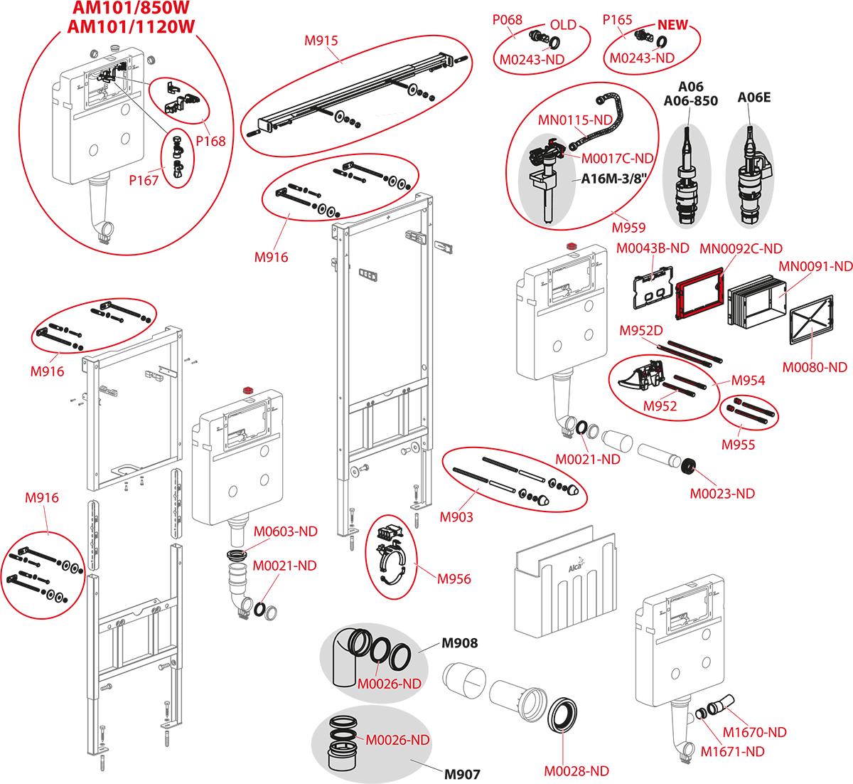 Инсталляция для подвесных унитазов AlcaPlast Jadromodul AM102/850