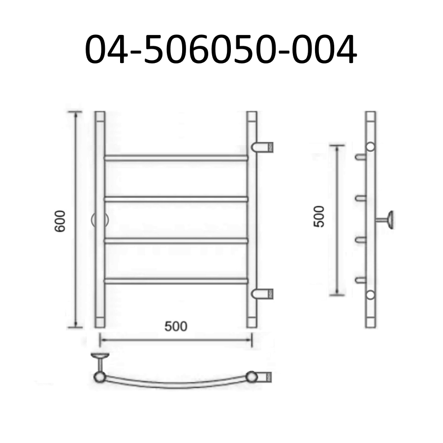 Полотенцесушитель водяной Маргроид Вид 4 60х57 хром