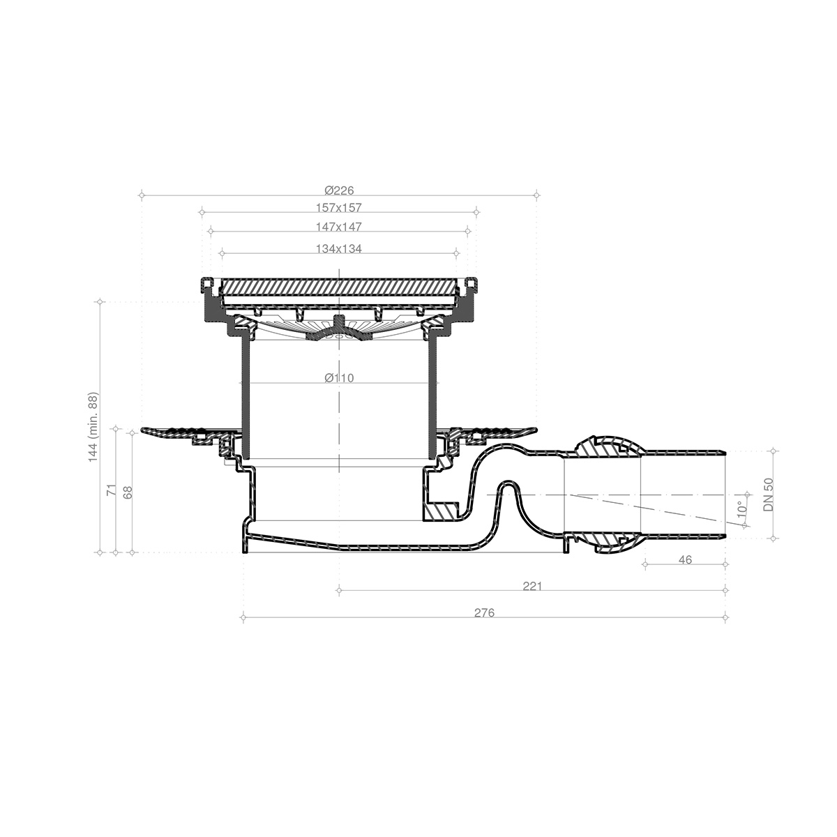 Душевой трап Pestan Confluo Standard 13000096 с решеткой