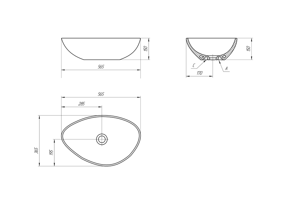 Раковина накладная 55см Cersanit Moduo 55 Leaf 63571 белый