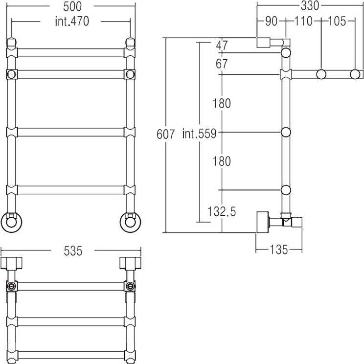 Полотенцесушитель водяной Margaroli Sole 4554703CRP 60.7х53.5 хром