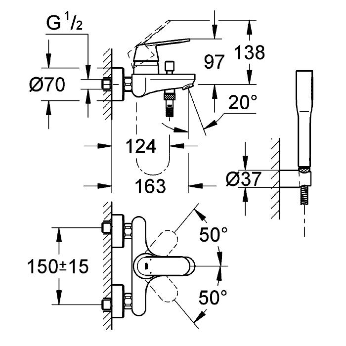 Смеситель для ванны Grohe Eurosmart Cosmopolitan 32832000 хром