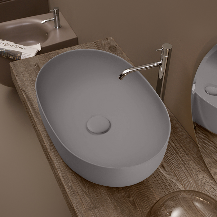 Раковина накладная 60см Kerasan Nolita 534389 серый матовый