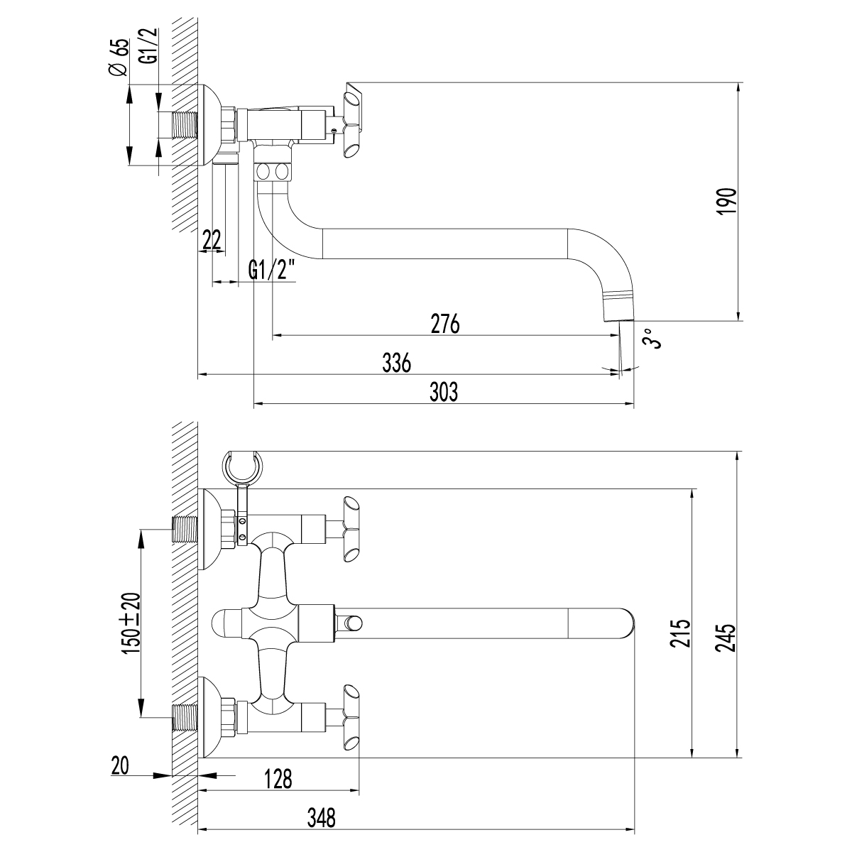 Смеситель для ванны с душем Lemark Practica LM7551C хром