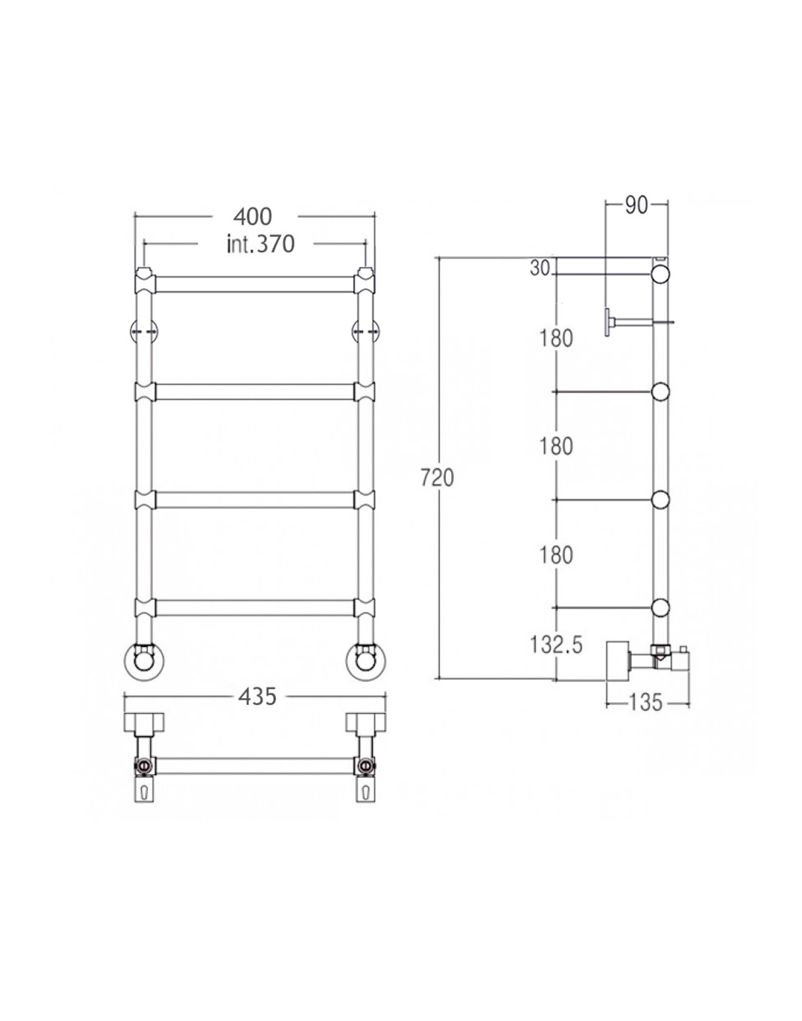 Полотенцесушитель водяной Margaroli Sole 442-4/S 4423704GON 720х435 золото