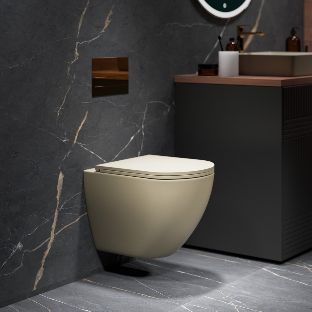 Унитаз подвесной Grossman GR-4455BEMS бежевый матовый, с сиденьем микролифт