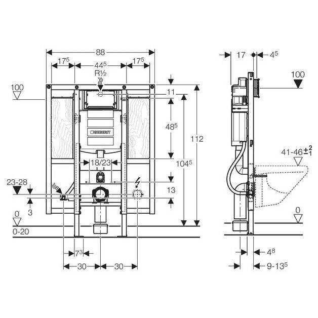 Инсталляция для подвесных унитазов Geberit Duofix UP320 111.375.00.5