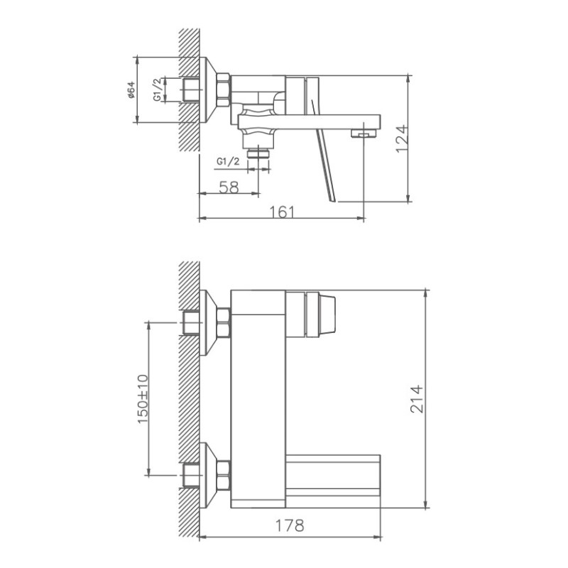 Смеситель для ванны Haiba HB60572, хром