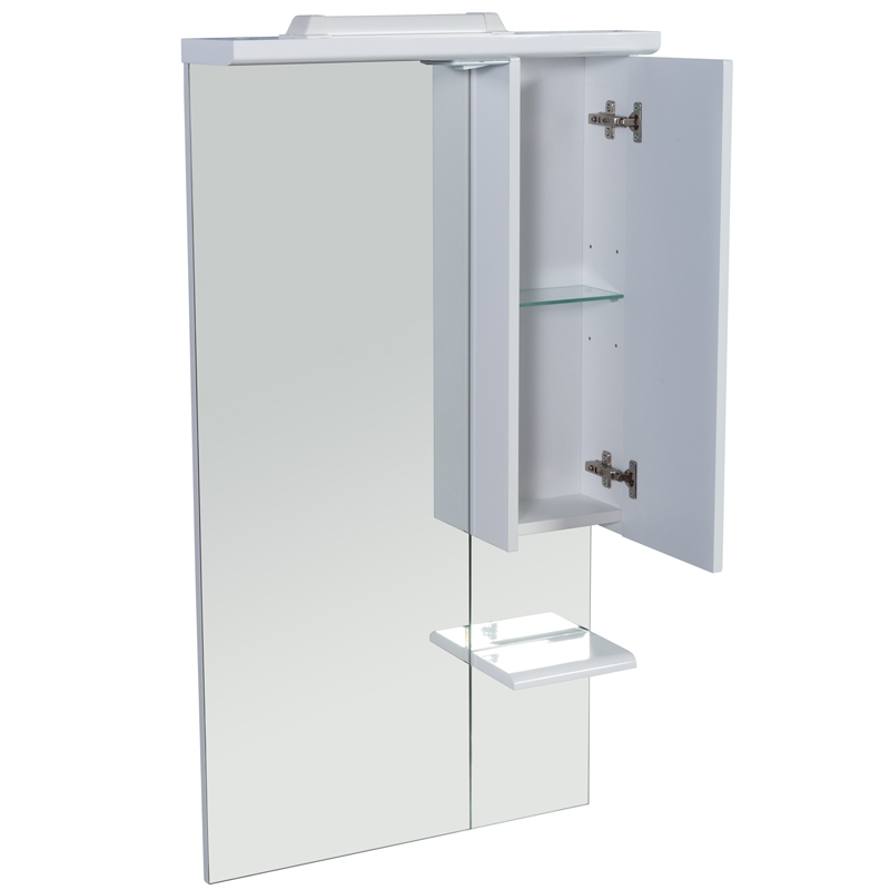 Зеркальный шкаф Rush Fiji 65 со светильником Белый глянец