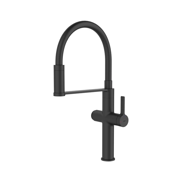 Смеситель для кухни с каналом для фильтрованной воды и гибким изливом IDDIS Ikon IKNBLFFi05 черный матовый