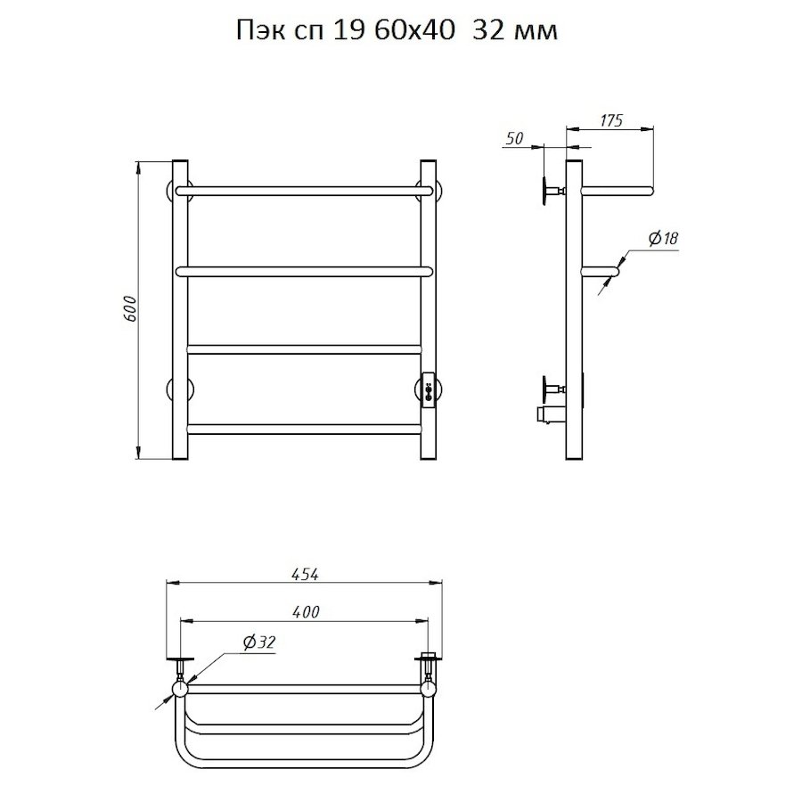 Полотенцесушитель электрический Тругор Пэк серия 19 60х40 хром