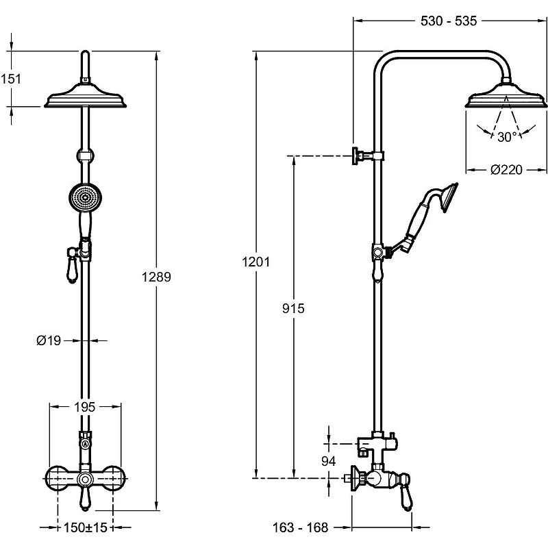 Душевая стойка Jacob Delafon Louise E24368-BL черный матовый