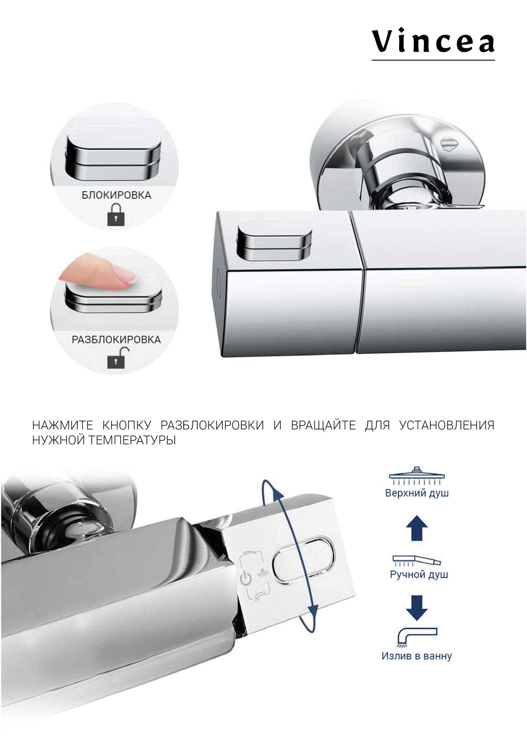 Душевая стойка с термостатом Vincea Next VSFS-1N1TGM вороненая сталь