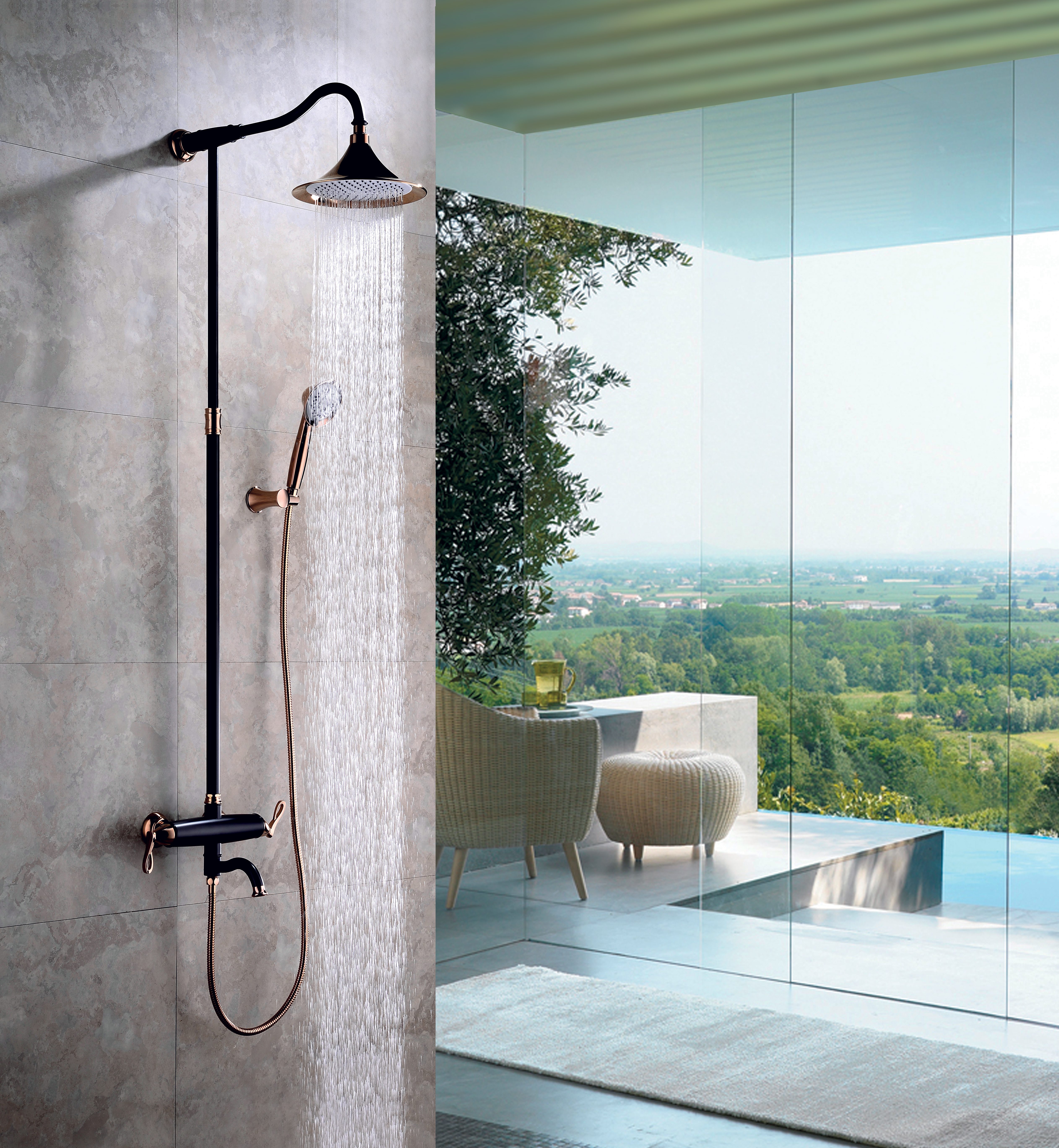 Душевая стойка Lemark Prime LM6162BRG золото/черный