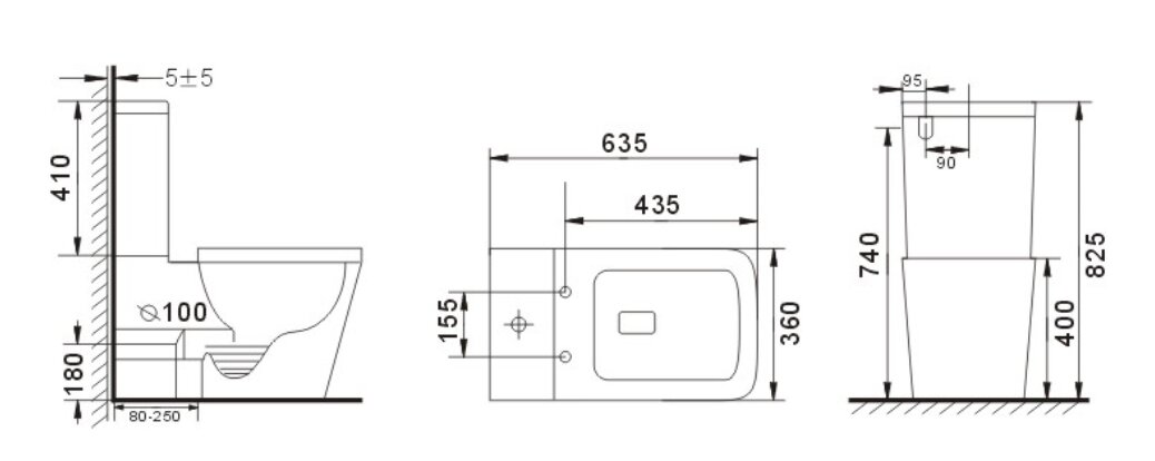 Унитаз напольный безободковый GID Tr2170BM с сиденьем микролифт, черный матовый