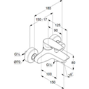 Смеситель для ванны с душем Kludi Pure&Solid 346810575 хром