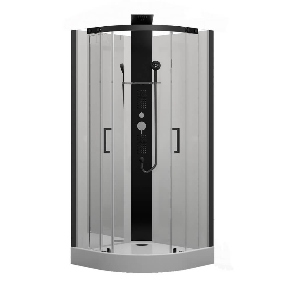 Душевая кабина Black&White G8701 90x90x217 профиль черный матовый, стекло прозрачное