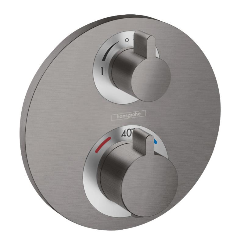 Термостат для душа на 2 потребителя Hansgrohe Ecostat S 15758340 хром черный шлифованный