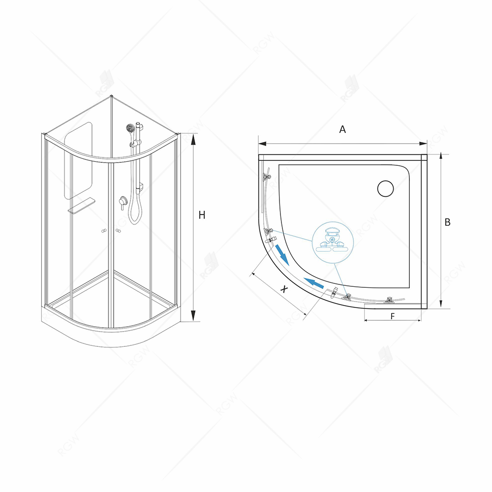 Душевые кабины RGW 381320888-12 80x80x200 профиль матовый хром, стекло прозрачное